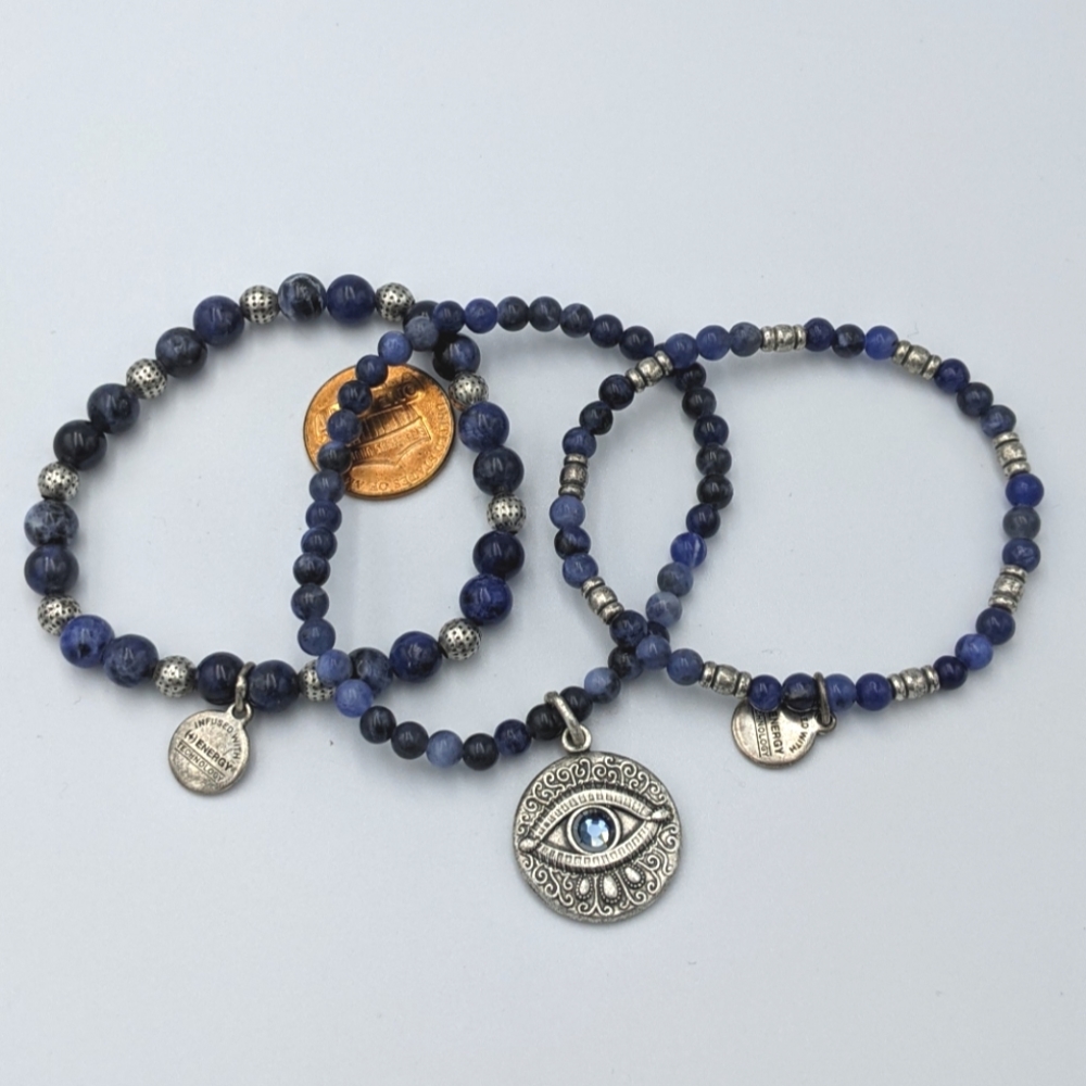 Alex Ani Silver Blue Sodalite Evil Eye Bracelets